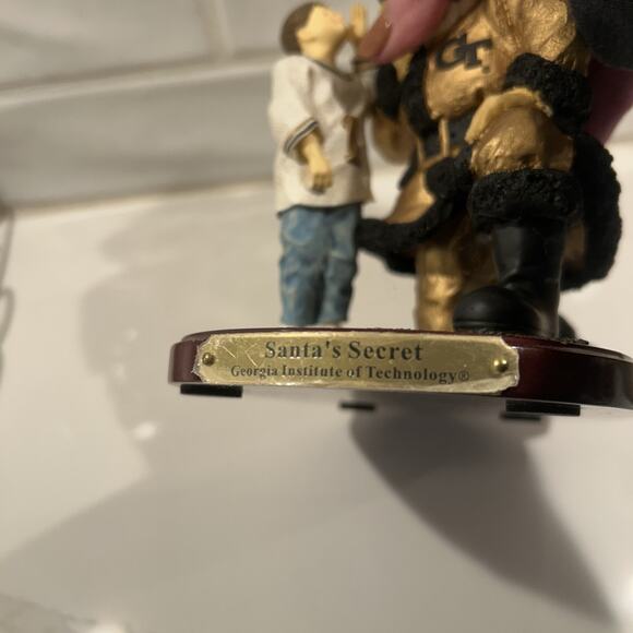Georgia Tech Santa Collegiate Collectables Christmas 2001 Wood Base Stand Vtg - Picture 4 of 13